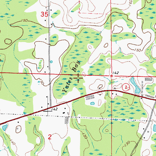 Topographic Map of Yates Bay, FL