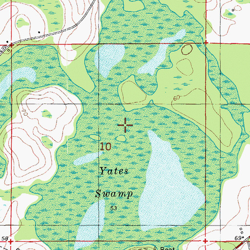 Topographic Map of Yates Swamp, FL