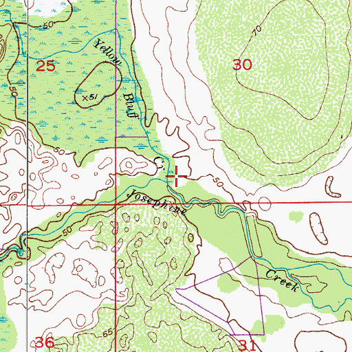 Topographic Map of Yellow Bluff Creek, FL