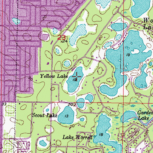 Topographic Map of Yellow Lake, FL