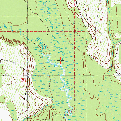 Topographic Map of Yellow Water Creek, FL