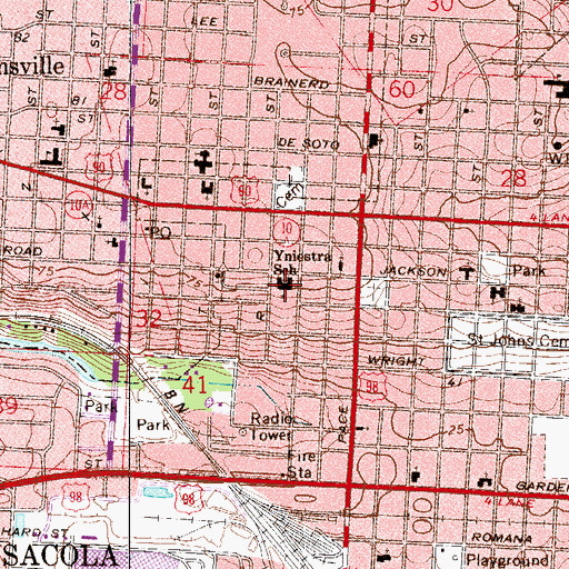 Topographic Map of Yniestra School, FL