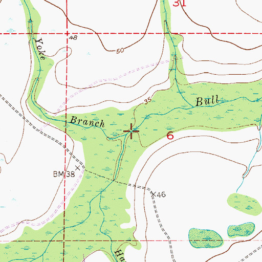 Topographic Map of Yoke Branch, FL