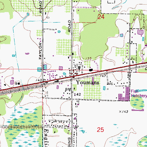 Topographic Map of Youmans, FL