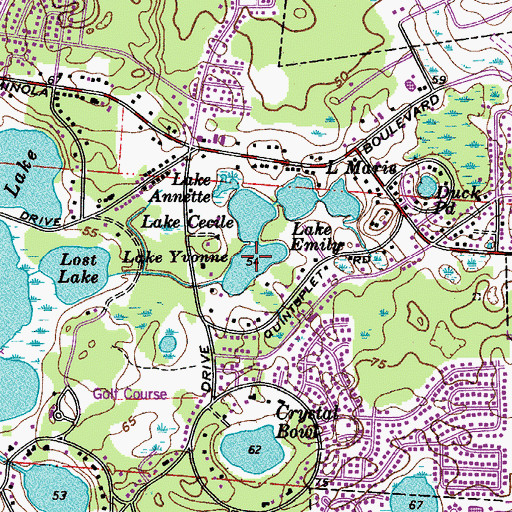 Topographic Map of Lake Yvonne, FL