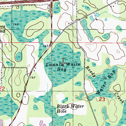Topographic Map of Zannie White Bay, FL