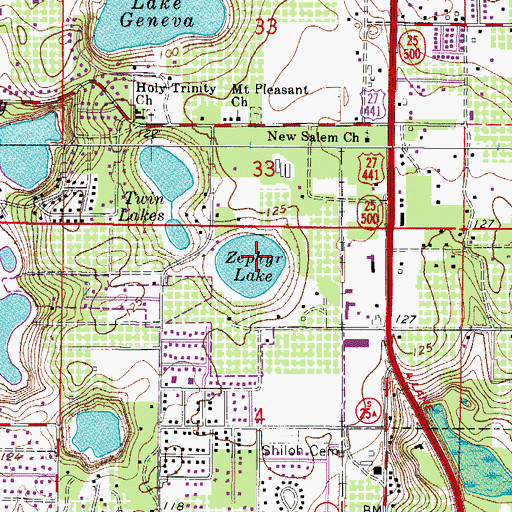 Topographic Map of Zephyr Lake, FL