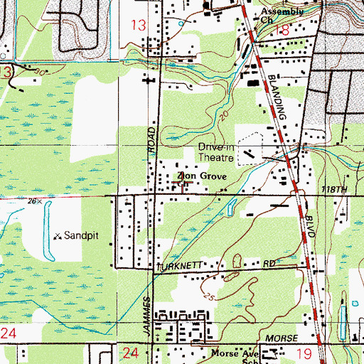 Topographic Map of Zion Grove Church, FL