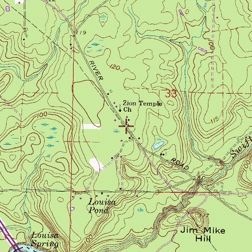 Topographic Map of Zion Temple Church, FL