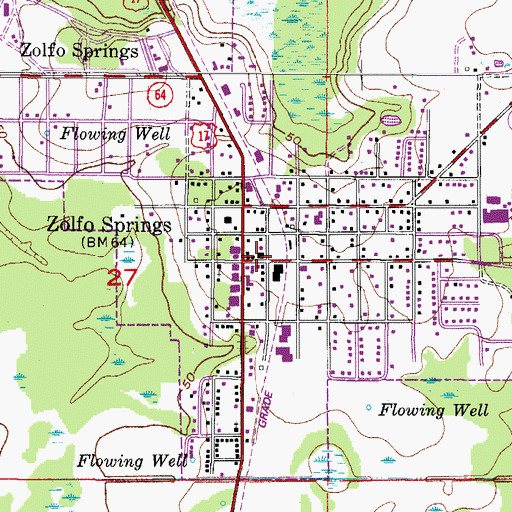 Topographic Map of Zolfo Springs, FL