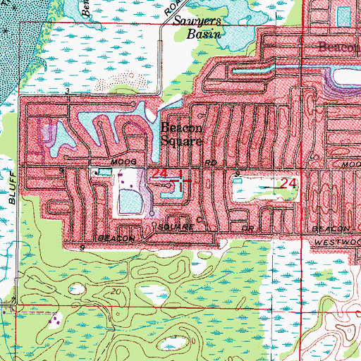Topographic Map of Beacon Square, FL