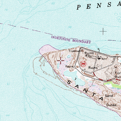 Topographic Map of Fort Pickens, FL
