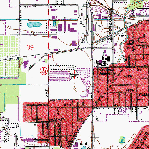 Topographic Map of Lincoln Heights, FL
