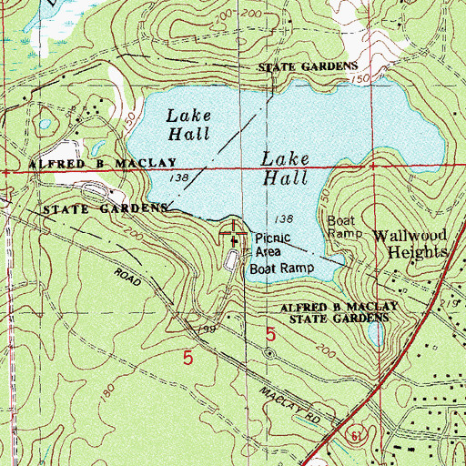 Topographic Map of Alfred B Maclay Gardens State Park, FL