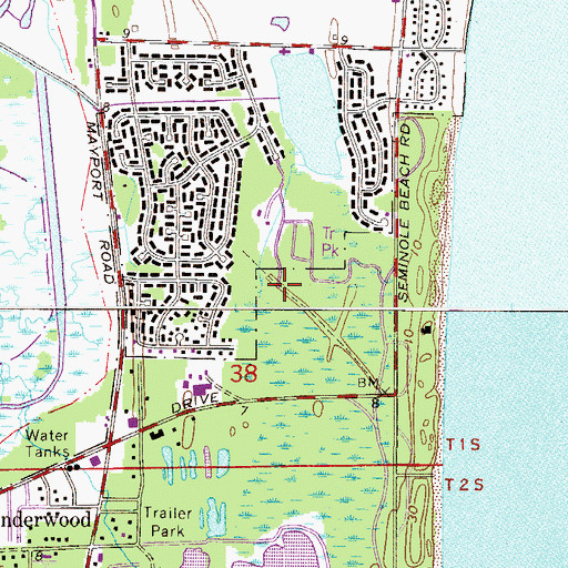 Topographic Map of Andrew Dewees Grant, FL
