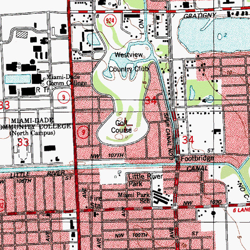 Topographic Map of Westview Country Club, FL