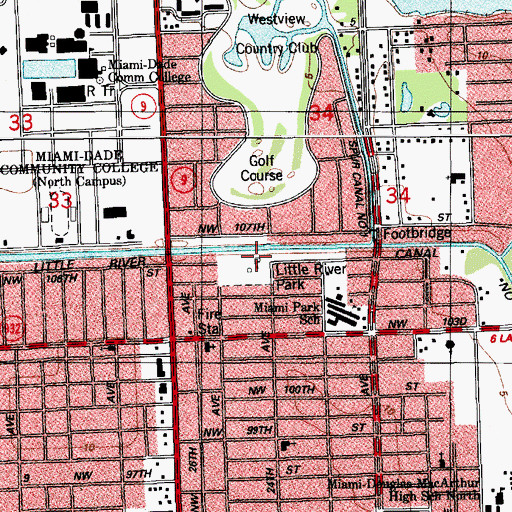 Topographic Map of Little River Park, FL