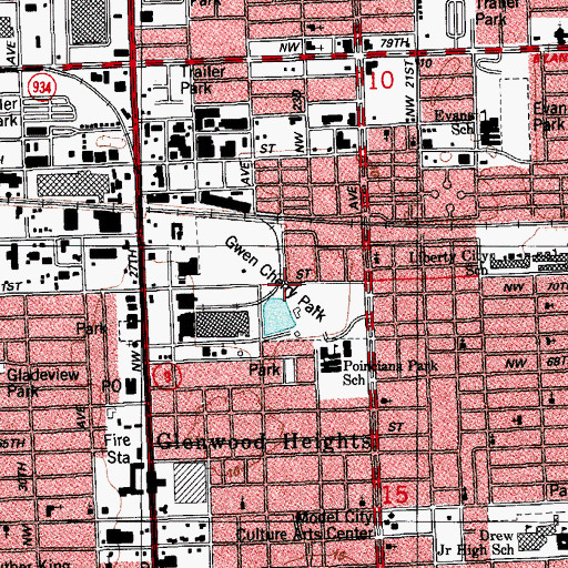 Topographic Map of Gwen Cherry Park, FL