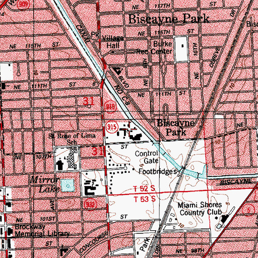 Topographic Map of Miami Country Day School, FL