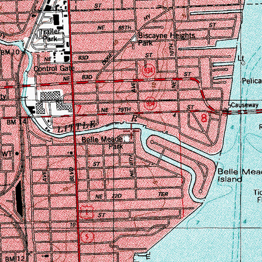 Topographic Map of Belle Meade Park, FL