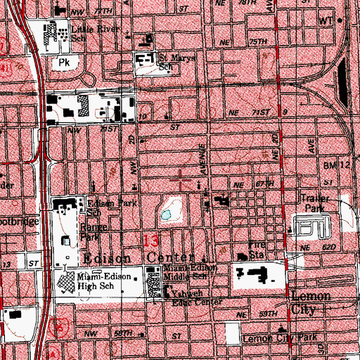Topographic Map of Legion Park, FL