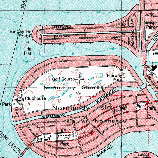Topographic Map of Normandy Shores Golf Course, FL