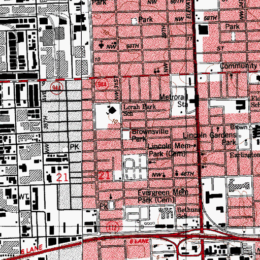 Topographic Map of Brownsville Park, FL