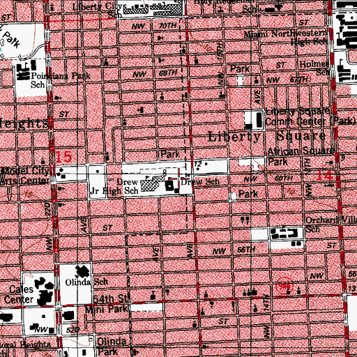 Topographic Map of Drew School, FL