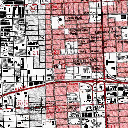 Topographic Map of Glenwood Park, FL