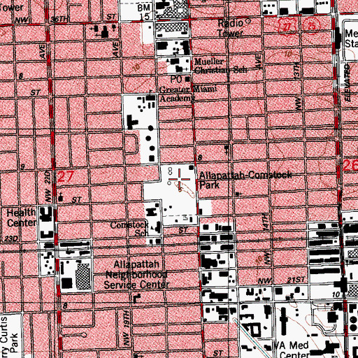 Topographic Map of Allapattah-Comstock Park, FL