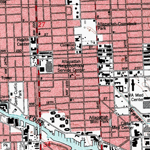 Topographic Map of Allapattah Neighborhood Service Center, FL