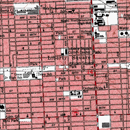 Topographic Map of African Square Park, FL