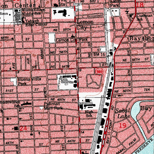 Topographic Map of Miami Jewish Home and Hospital, FL