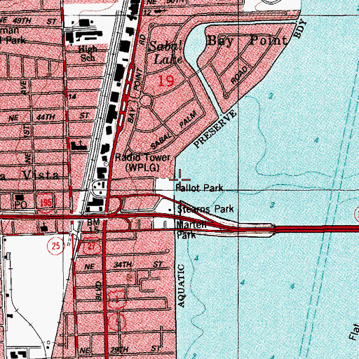 Topographic Map of Pallot Park, FL