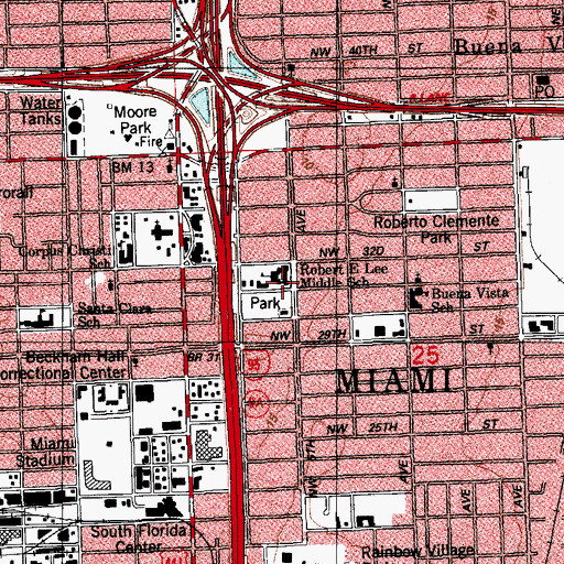 Topographic Map of Robert E Lee Park, FL