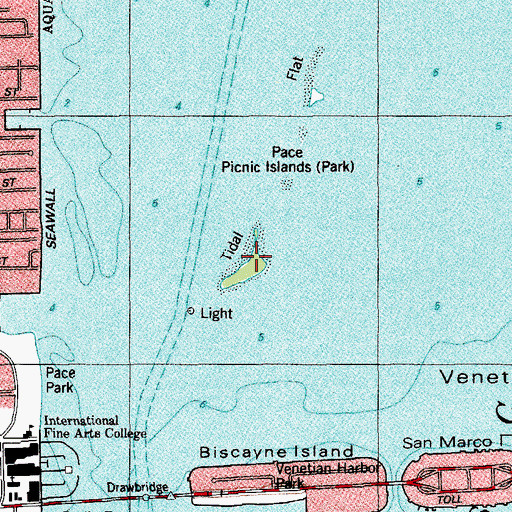 Topographic Map of Pace Picnic Islands, FL