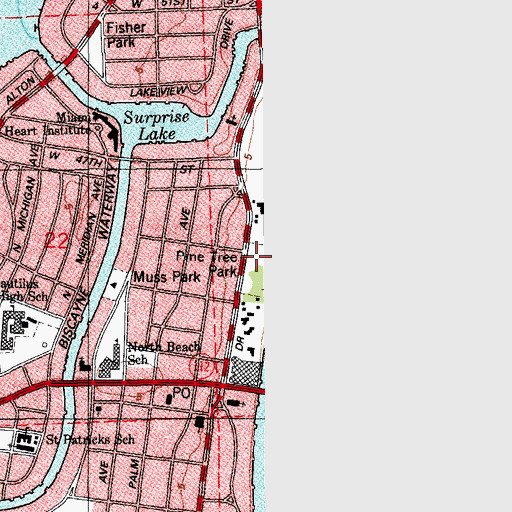 Topographic Map of Pine Tree Park, FL