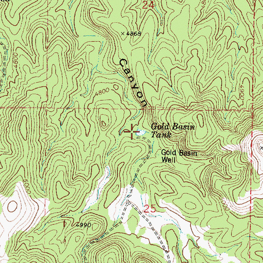 Topographic Map of Gold Basin Tank, AZ