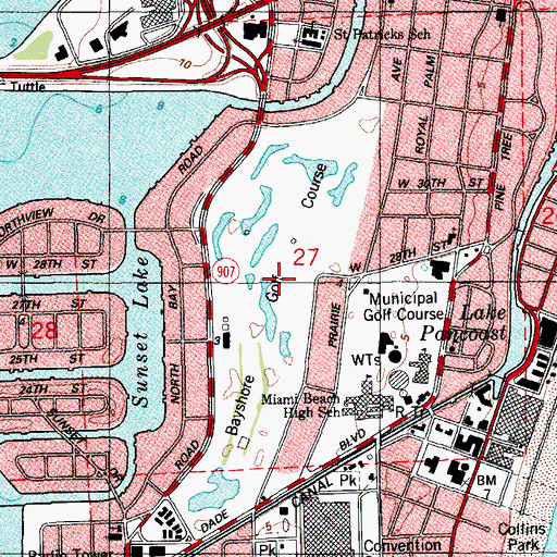 Topographic Map of Bayshore Golf Course, FL