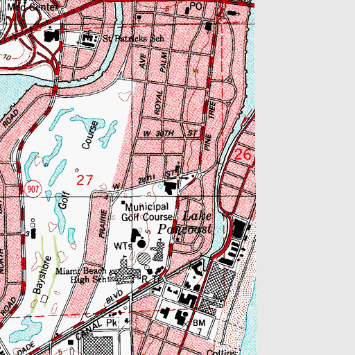 Topographic Map of Miami Beach Recreational Youth Center, FL