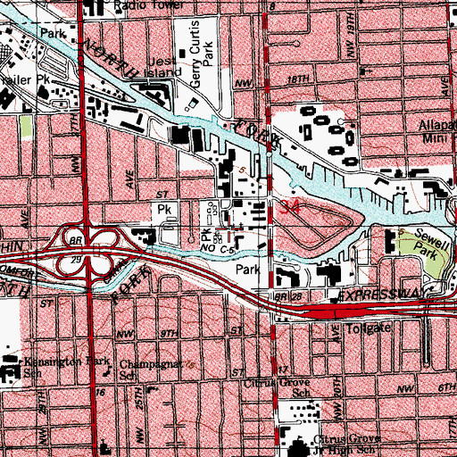 Topographic Map of Miami Police Benevolent Association Park, FL