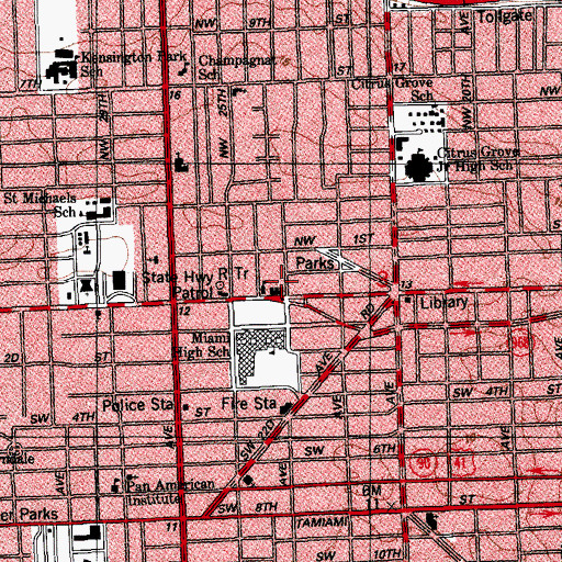 Topographic Map of Miami Aerospace Academy, FL