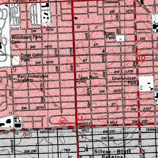 Topographic Map of Jose Marti School, FL