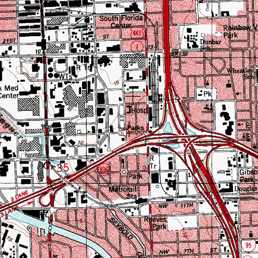 Topographic Map of Allapattah Mini Park, FL