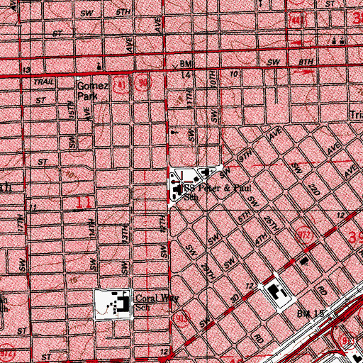 Topographic Map of Saints Peter and Paul School, FL