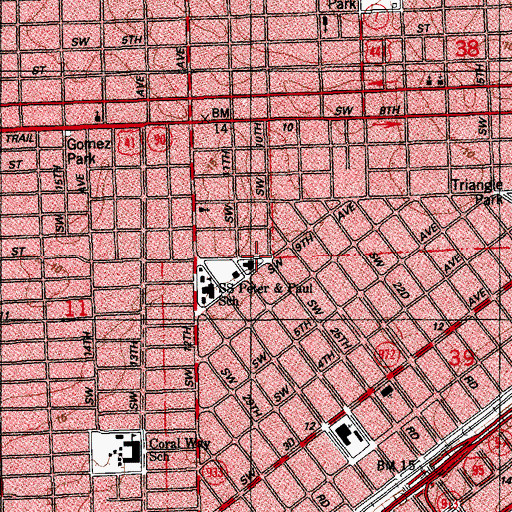Topographic Map of Saints Peter and Paul Church, FL