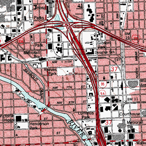 Topographic Map of Reeves Park, FL