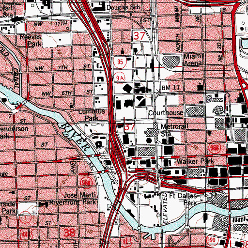 Topographic Map of City of Miami Administration Building, FL
