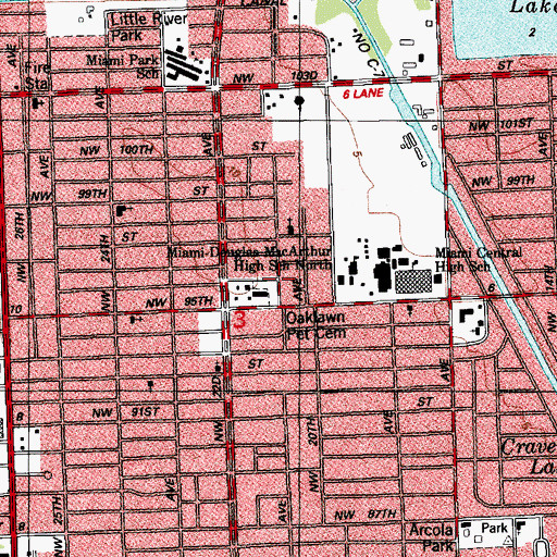 Topographic Map of Oaklawn Pet Cemetery, FL
