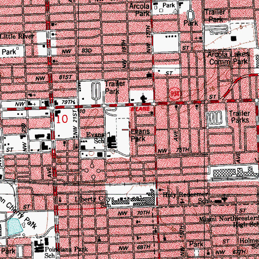 Topographic Map of Evans Park, FL